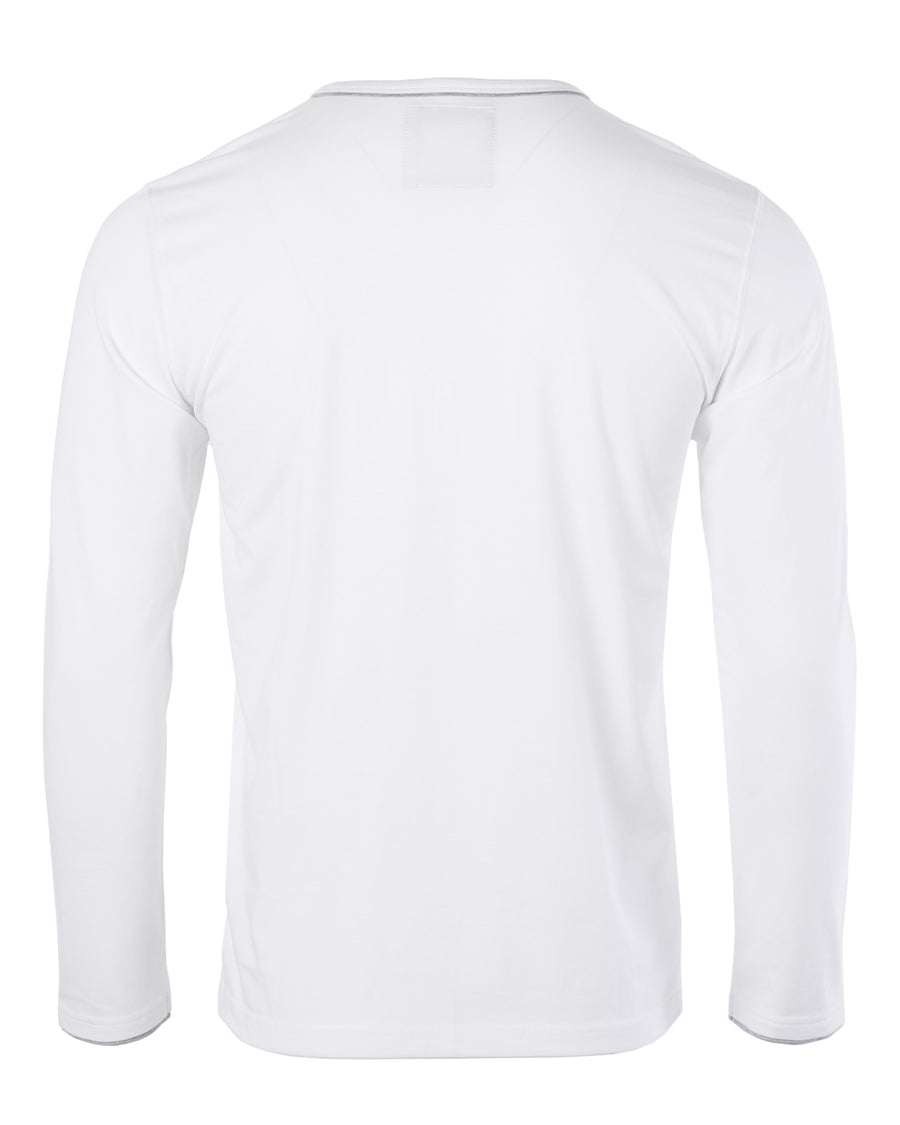 Stretch Long Sleeve Casual Button Henley Fashion Shirts (White)