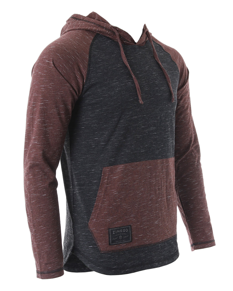 ZIMEGO Mens Long Sleeve Lightweight Hooded Henley – Color Block Pullover Hoodie  for Casual Gym Workout Travel
