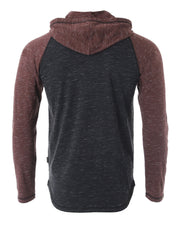 ZIMEGO Mens Long Sleeve Lightweight Hooded Henley – Color Block Pullover Hoodie  for Casual Gym Workout Travel
