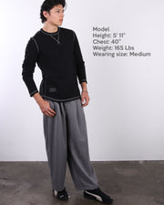 NUEVO: camiseta de manga larga con cuello redondo y lavado vintage para hombre con dobladillo inferior curvado 