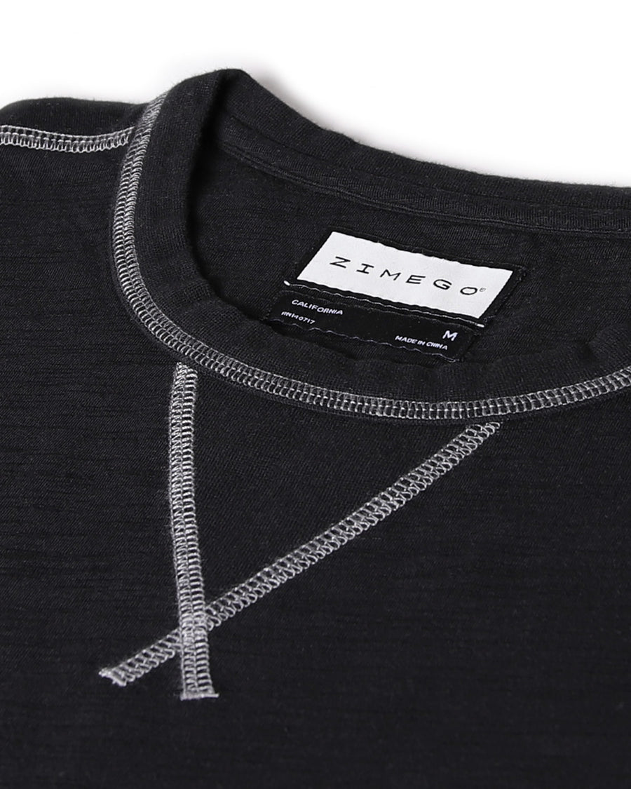 NUEVO: camiseta de manga larga con cuello redondo y lavado vintage para hombre con dobladillo inferior curvado 