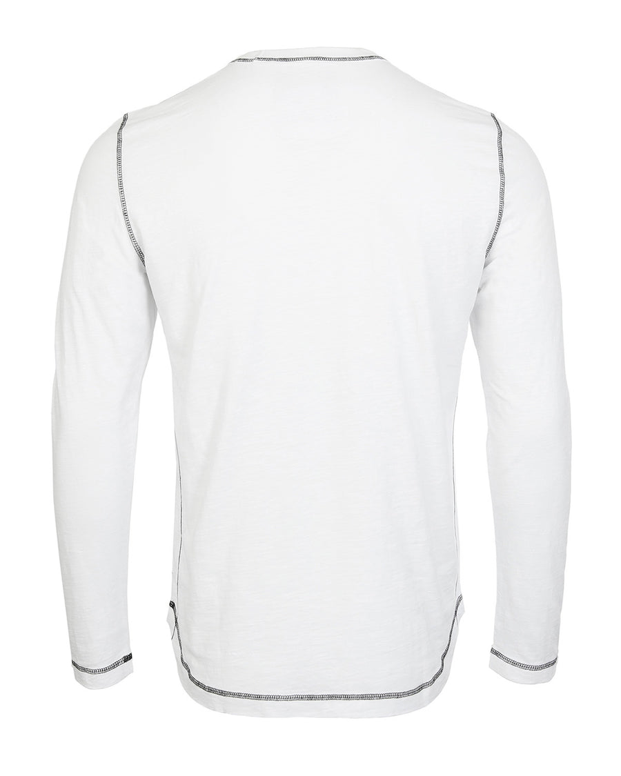 NUEVO: camiseta de manga larga con cuello redondo y lavado vintage para hombre con dobladillo inferior curvado 