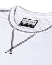 NUEVO: camiseta de manga larga con cuello redondo y lavado vintage para hombre con dobladillo inferior curvado 