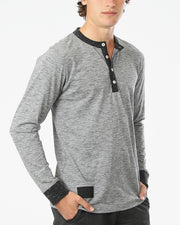 ZIMEGO Men's Long Sleeve Contrast Button Placket Neck Cuffs Casual Henley Shirts