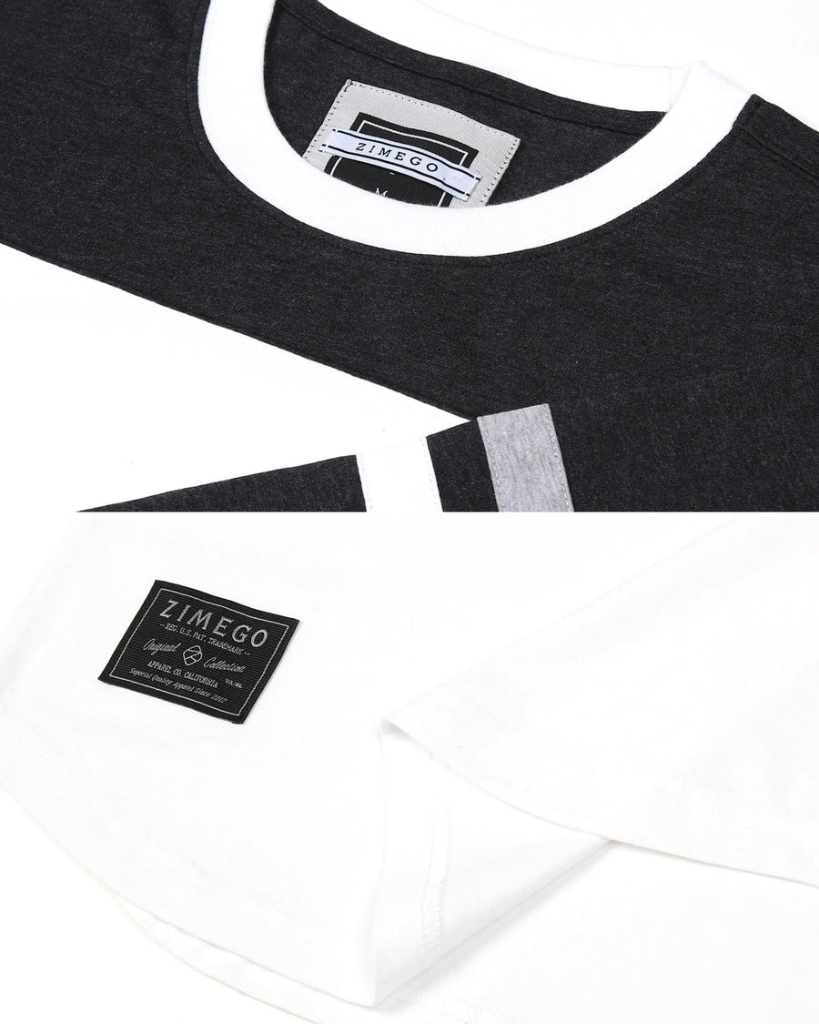 Contrast 3/4 Sleeve Stretch Casual Baseball Crew Neck T-Shirts  3/4 Sleeve
