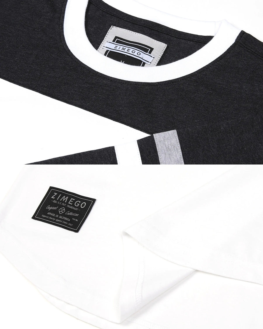 Contrast 3/4 Sleeve Stretch Casual Baseball Crew Neck T-Shirts  3/4 Sleeve