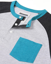 Contrast 3/4 Sleeve Stretch Casual Baseball Button Henley Shirts Bundle Set  3/4 Sleeve