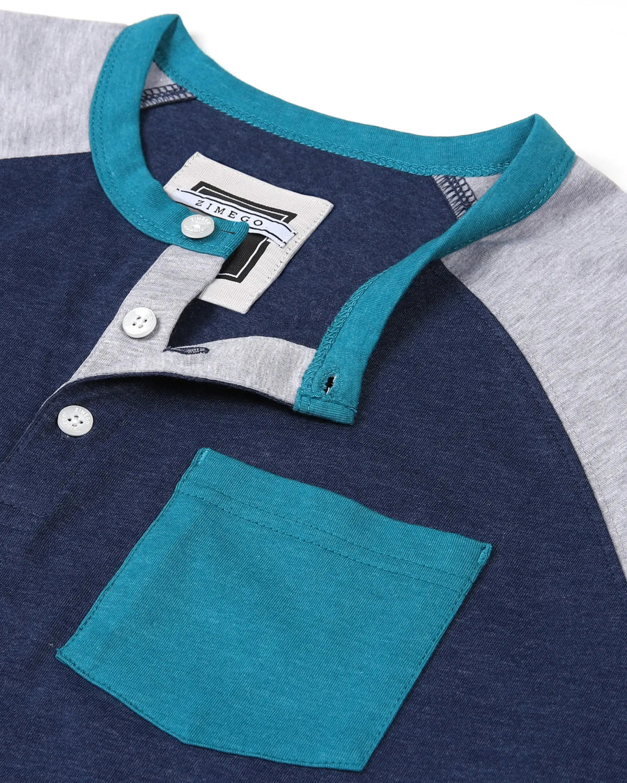 Contrast 3/4 Sleeve Stretch Casual Baseball Button Henley Shirts Bundle Set  3/4 Sleeve