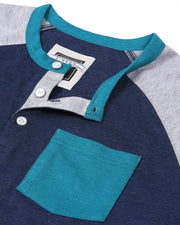 Contrast 3/4 Sleeve Stretch Casual Baseball Button Henley Shirts  3/4 Sleeve