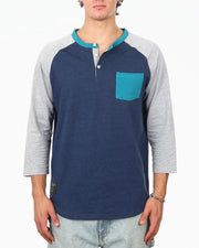 Contrast 3/4 Sleeve Stretch Casual Baseball Button Henley Shirts Small 3/4 Sleeve