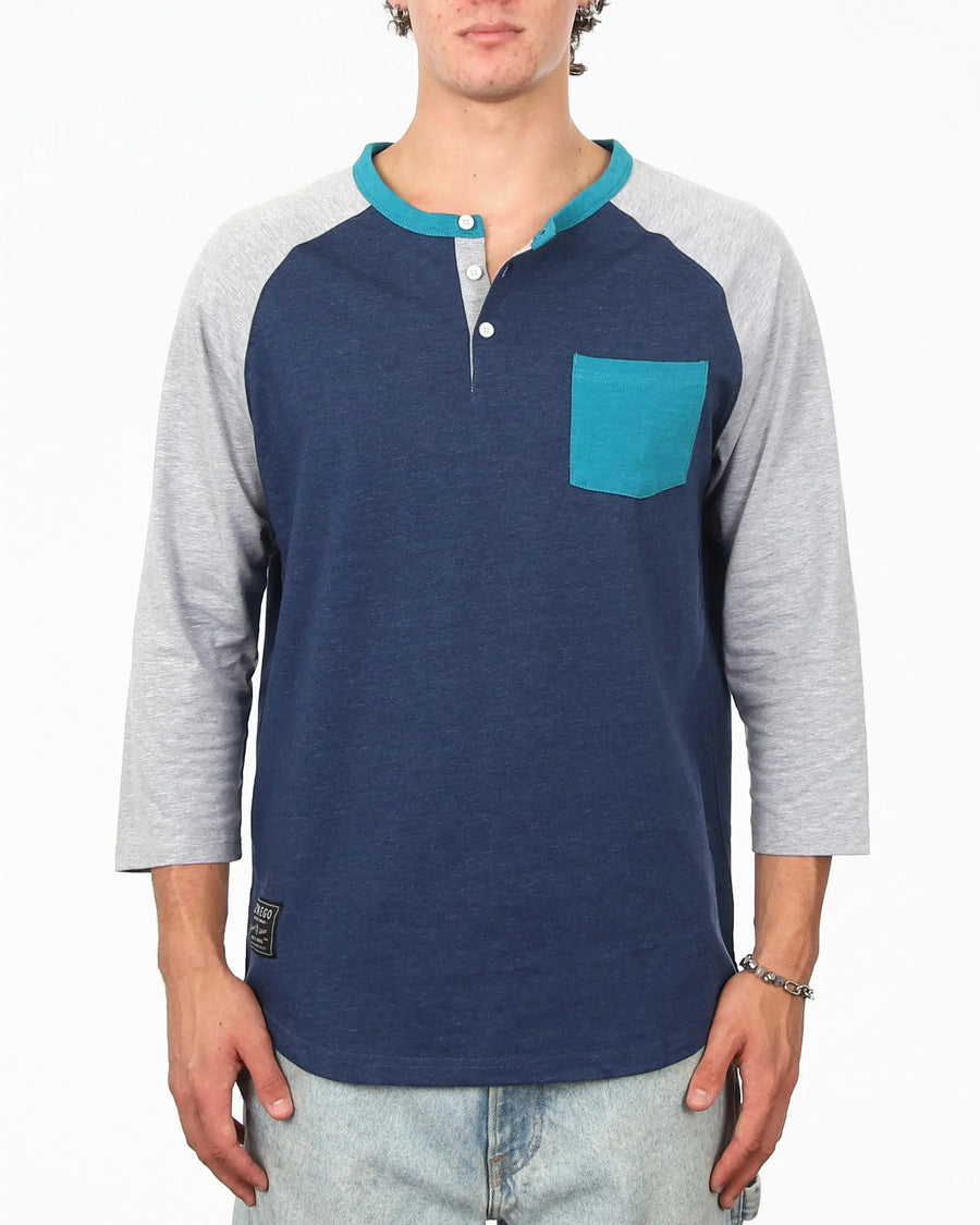 Contrast 3/4 Sleeve Stretch Casual Baseball Button Henley Shirts Bundle Set  3/4 Sleeve
