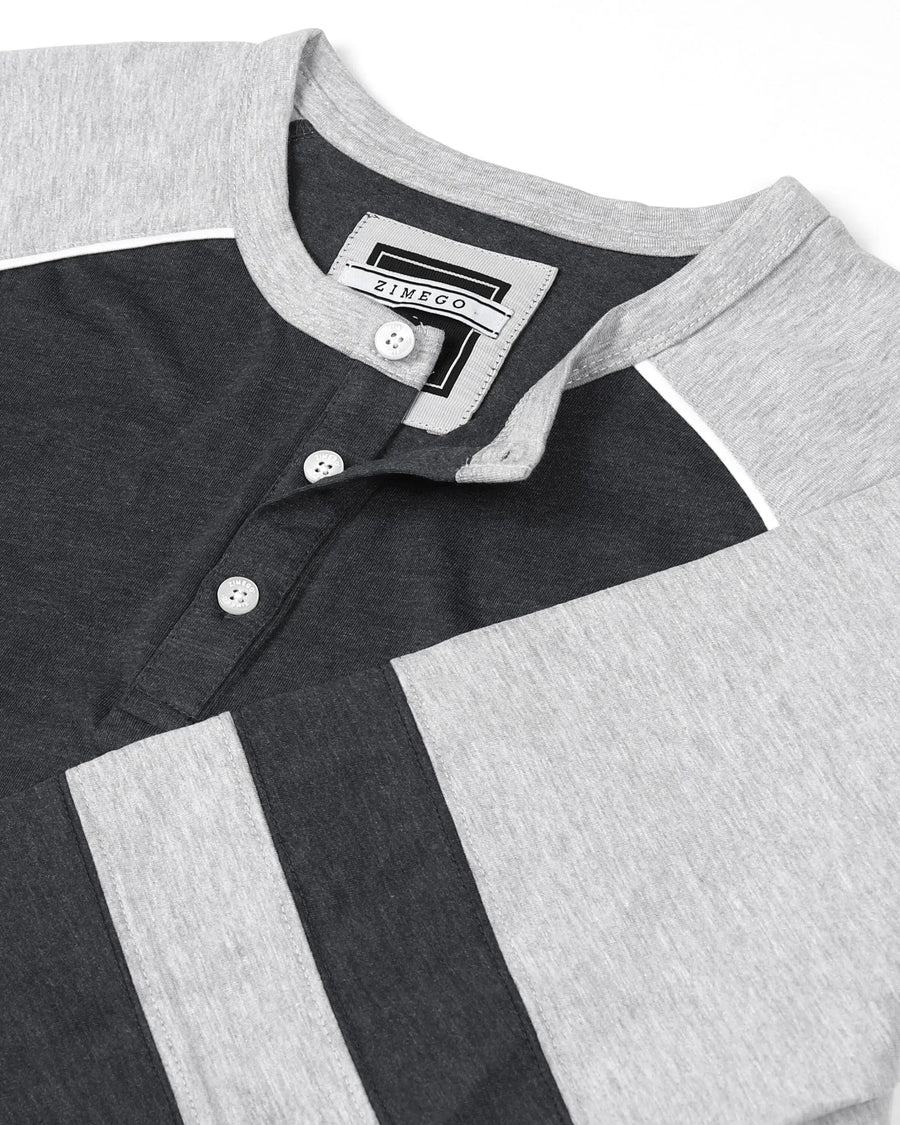 Color Block 3/4 Sleeve Stretch Casual Baseball Button Henley Shirts  3/4 Sleeve