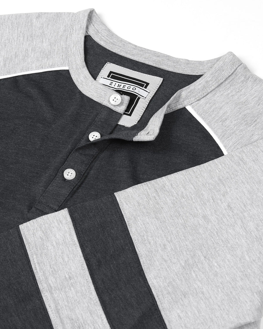 Color Block 3/4 Sleeve Stretch Casual Baseball Button Henley Shirts  3/4 Sleeve