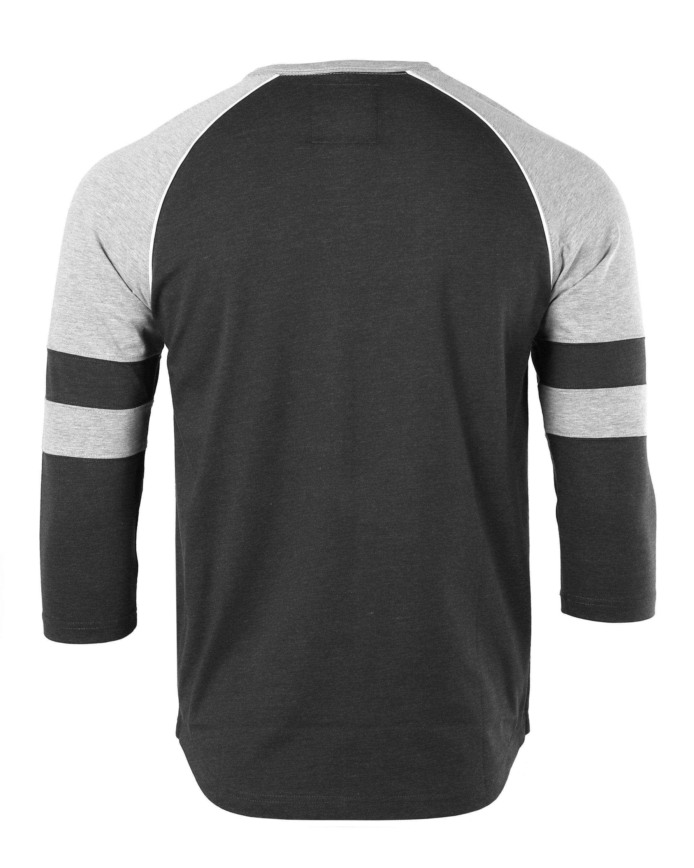 ZIMEGO Color Block 3/4 Sleeve Raglan Henley Stretch Baseball Shirt