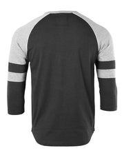 Color Block 3/4 Sleeve Stretch Casual Baseball Button Henley Shirts (Black/Grey)