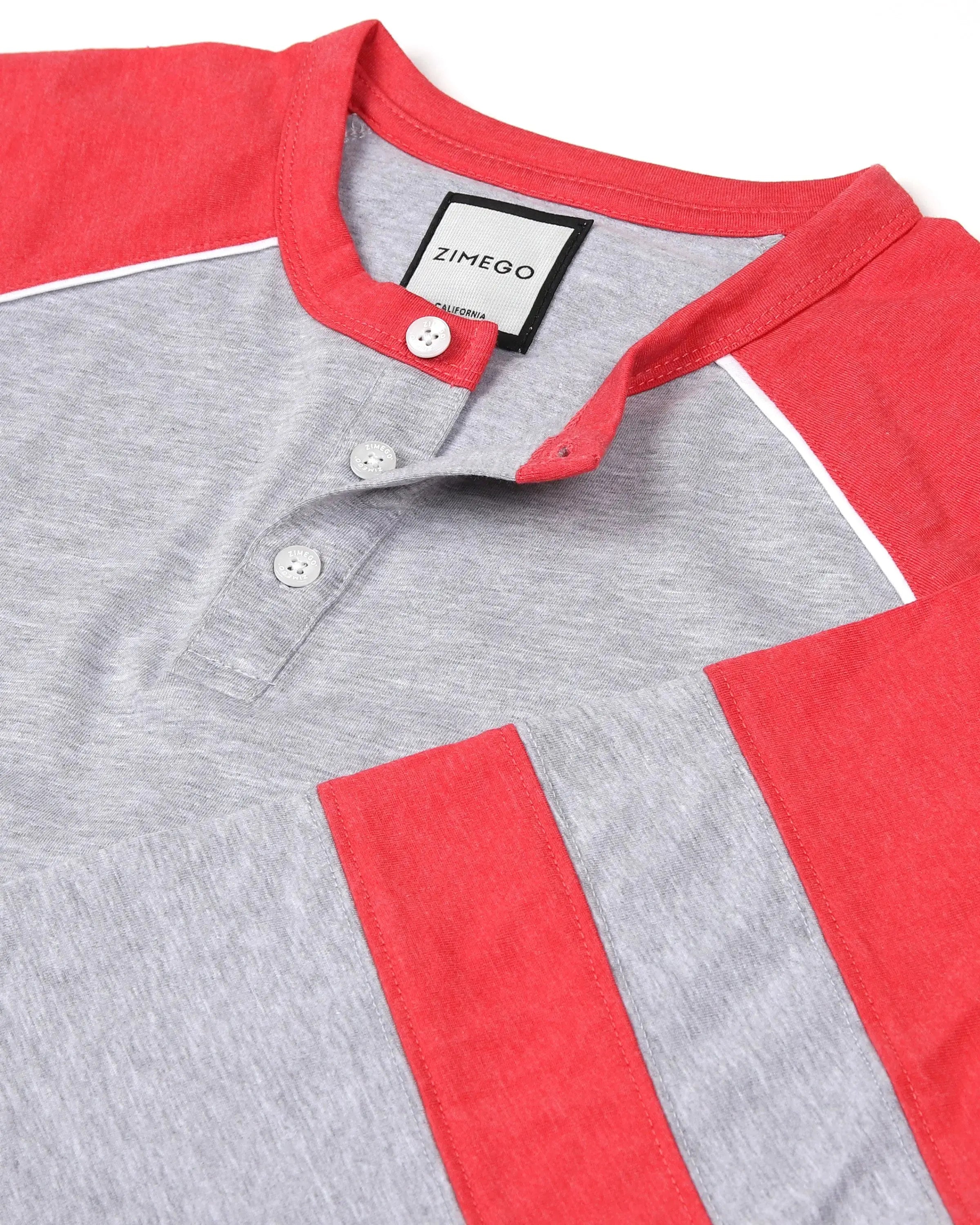 Color Block 3/4 Sleeve Stretch Casual Baseball Button Henley Shirts  3/4 Sleeve