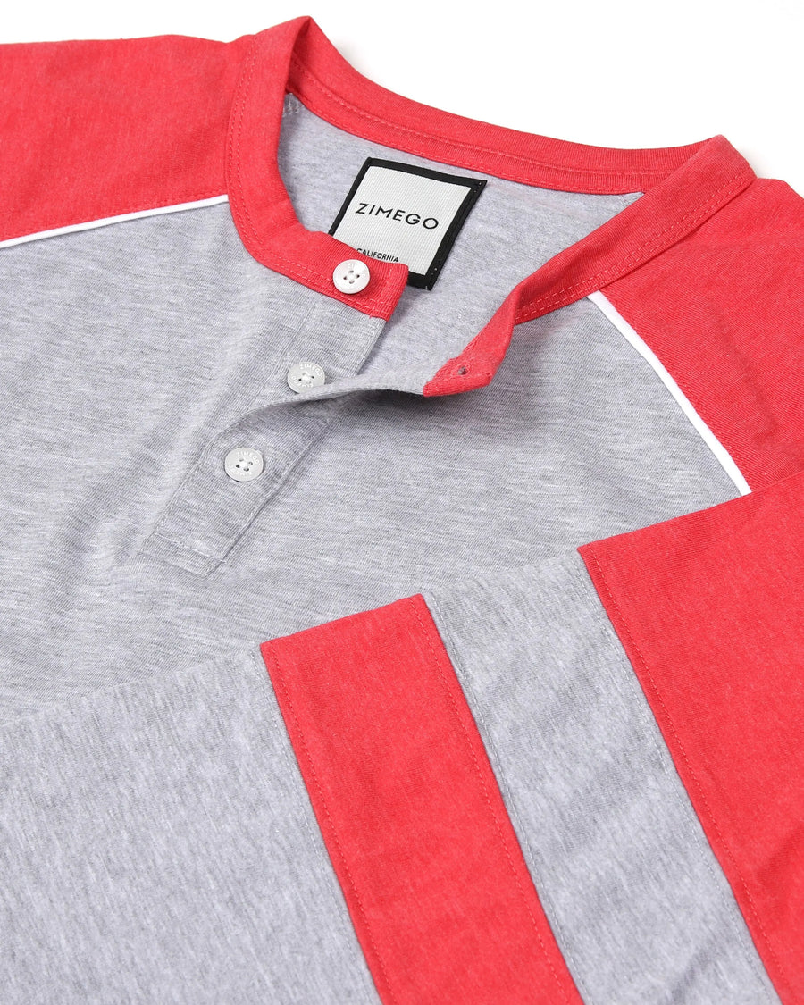 Color Block 3/4 Sleeve Stretch Casual Baseball Button Henley Shirts  3/4 Sleeve