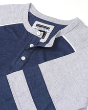 Color Block 3/4 Sleeve Stretch Casual Baseball Button Henley Shirts  3/4 Sleeve
