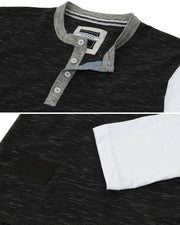 ZIMEGO Men's 3/4 Sleeve Black & White Baseball Henley – Casual Athletic Button Crewneck Shirts - ZIMEGO Apparel