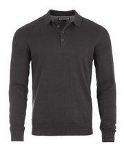ZIMEGO Men's Casual Polo Sweater - Long Sleeve Pullover Button Knit Shirt