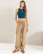 PANTALONES CARGO DE PARACAÍDAS DE TIRO MEDIO 