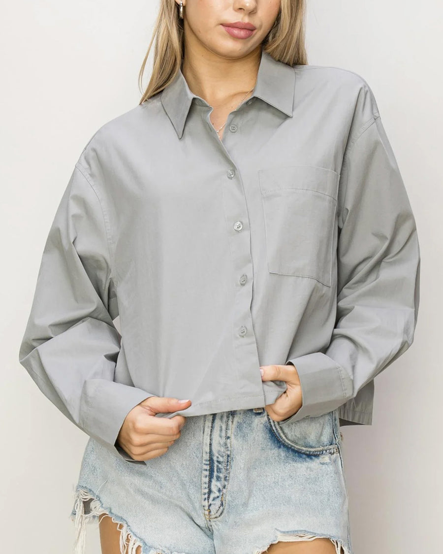 CAMISA CORTA OVERSIZE DE POPELINA