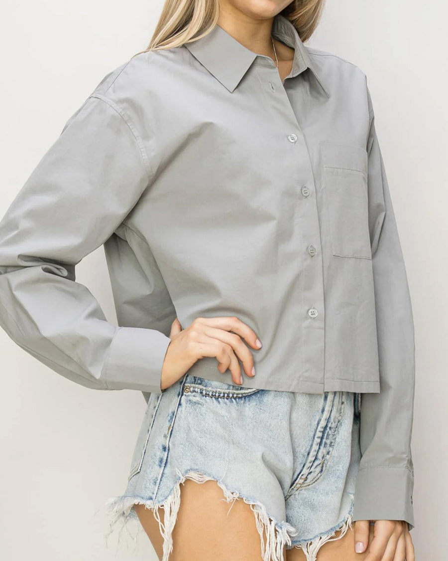 CAMISA CORTA OVERSIZE DE POPELINA