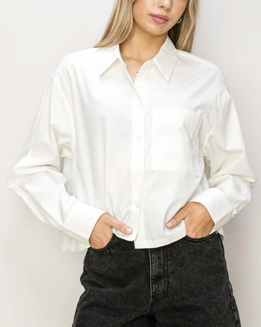 CAMISA CORTA OVERSIZE DE POPELINA