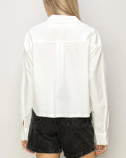 CAMISA CORTA OVERSIZE DE POPELINA