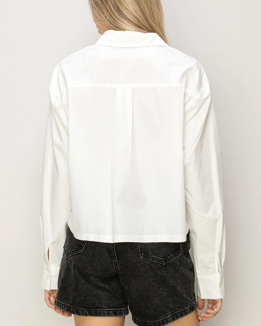 CAMISA CORTA OVERSIZE DE POPELINA