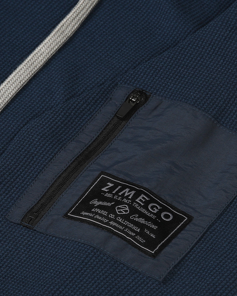 ZIMEGO Men's Thermal Long Sleeve Lightweight Pocket Sleeve Hoodie
