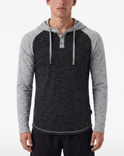 ZIMEGO Mens Long Sleeve Lightweight Hooded Henley – Color Block Pullover Hoodie  for Casual Gym Workout Travel