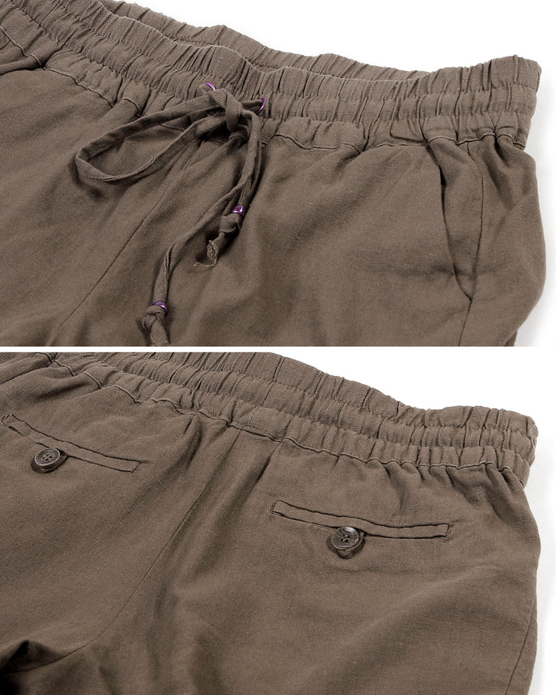 ZIMEGO  Women's Comfy Drawstring Elastic Waist Linen Summer Pants Shorts