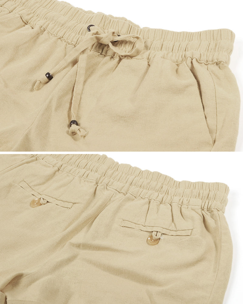 ZIMEGO  Women's Comfy Drawstring Elastic Waist Linen Summer Pants Shorts