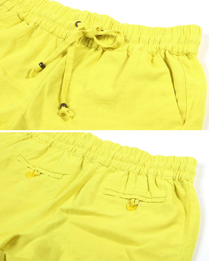ZIMEGO   Women's Comfy Drawstring Elastic Waist Linen Summer Pants Shorts
