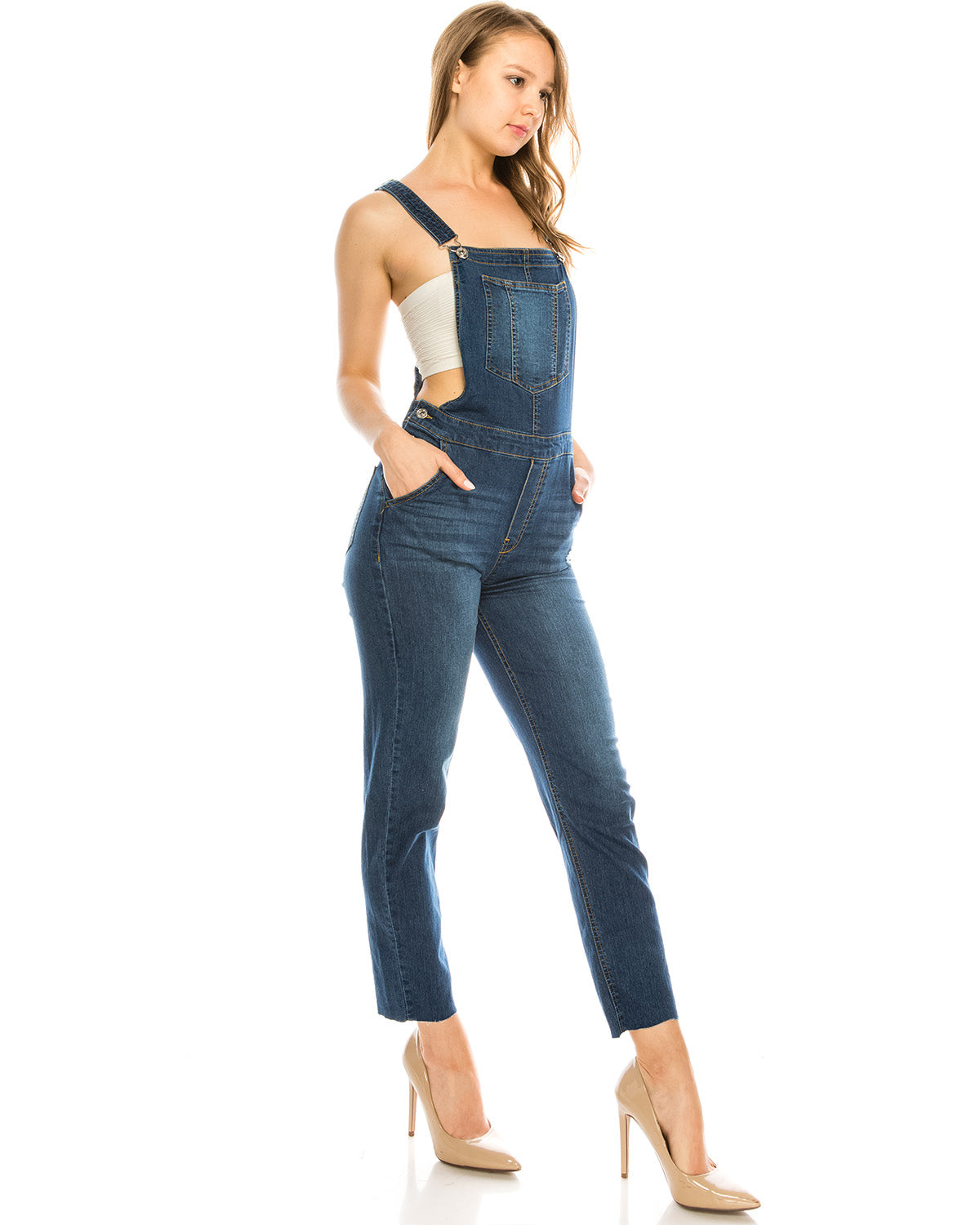 ZIMEGO  Women’s Ripped Distressed Skinny Slim Stretch Denim Overall Pants - ZIMEGO Apparel