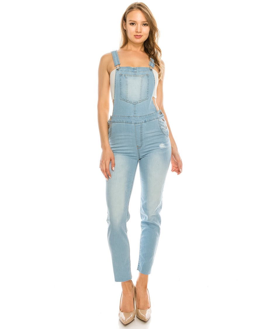 ZIMEGO  Women’s Ripped Distressed Skinny Slim Stretch Denim Overall Pants - ZIMEGO Apparel