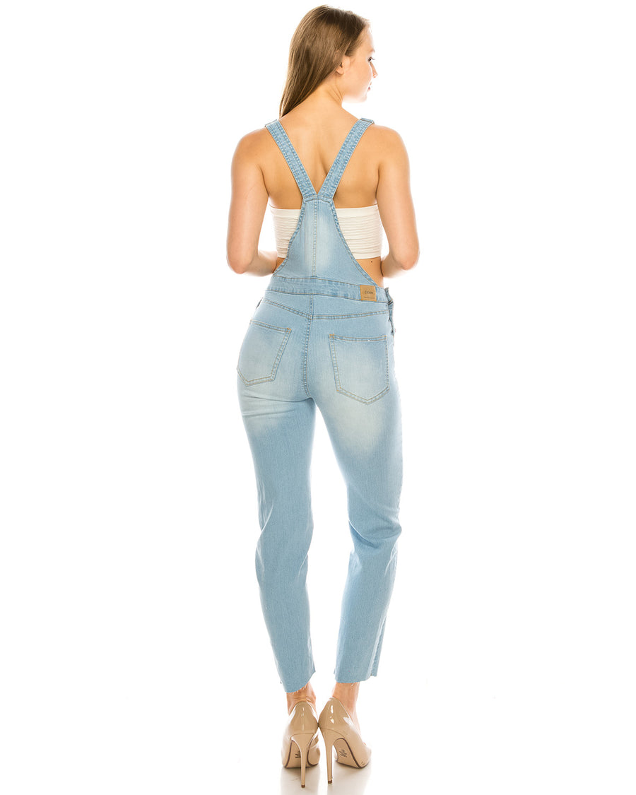 ZIMEGO  Women’s Ripped Distressed Skinny Slim Stretch Denim Overall Pants - ZIMEGO Apparel