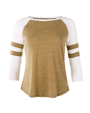 ZIMEGO Junior Fit Women's Baseball Raglan Color Block 3/4 Sleeve Active Tees