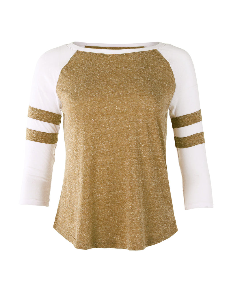 ZIMEGO Junior Fit Women's Baseball Raglan Color Block 3/4 Sleeve Active Tees