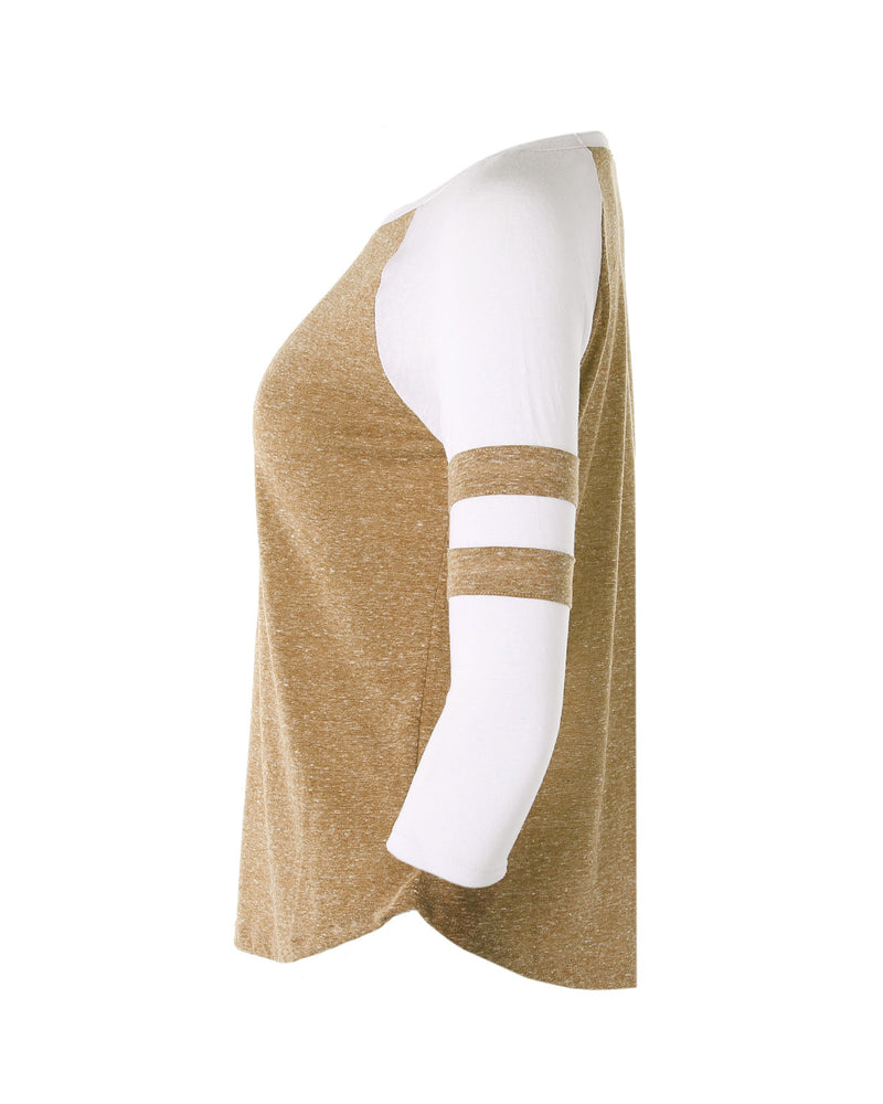 ZIMEGO Junior Fit Women's Baseball Raglan Color Block 3/4 Sleeve Active Tees