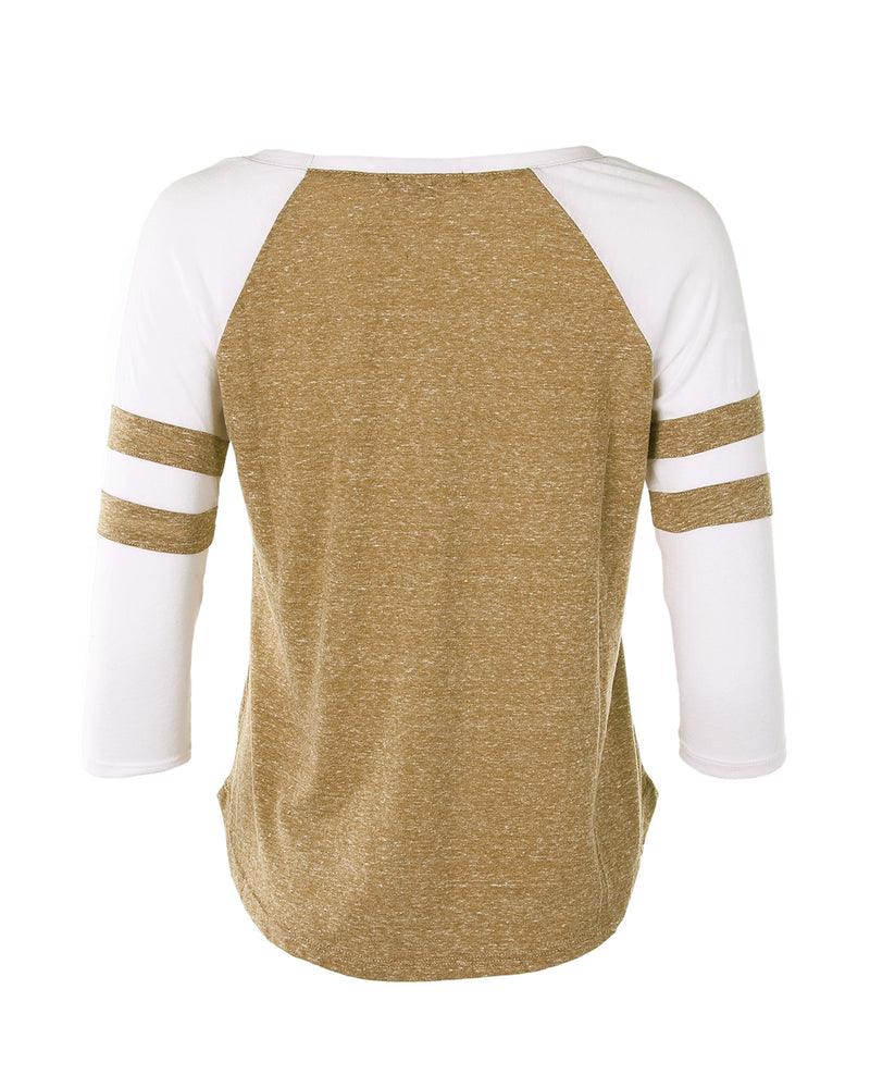 ZIMEGO Junior Fit Women's Baseball Raglan Color Block 3/4 Sleeve Active Tees