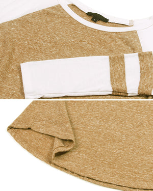 ZIMEGO Junior Fit Women's Baseball Raglan Color Block 3/4 Sleeve Active Tees