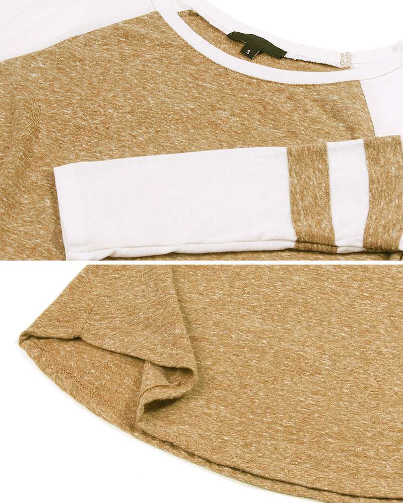ZIMEGO Junior Fit Women's Baseball Raglan Color Block 3/4 Sleeve Active Tees