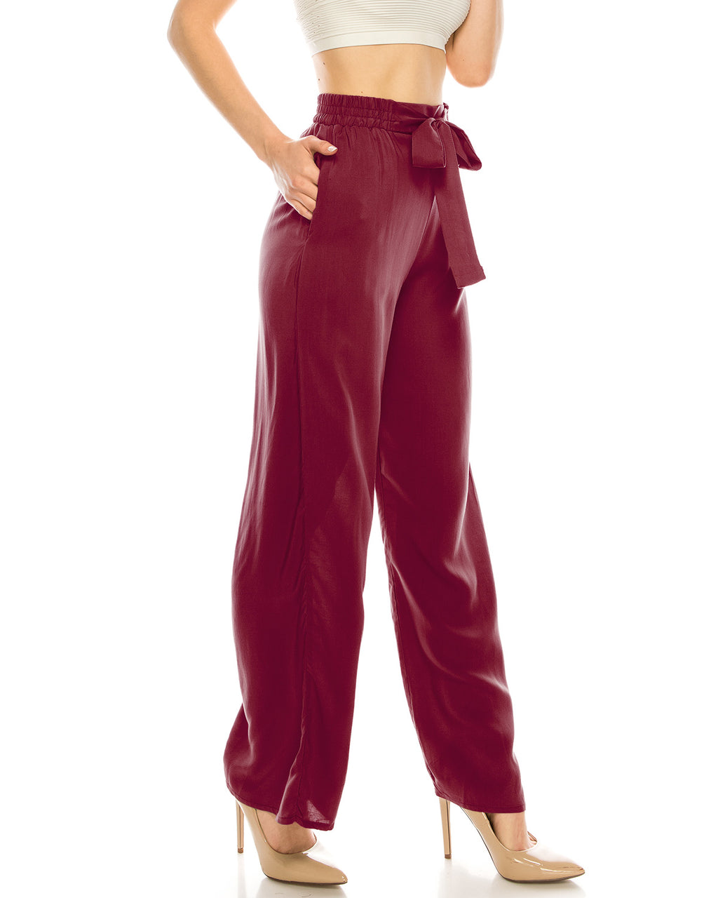 ZIMEGO  Mid Or High Waist Cropped Skinny Or Wide Leg Trouser Pants Culottes