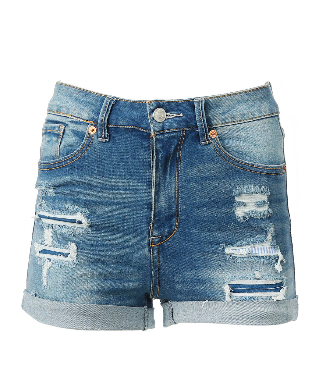 ZIMEGO Women’s Junior Fit Classic Mid Rise Distressed Denim Frayed Cute Shorts