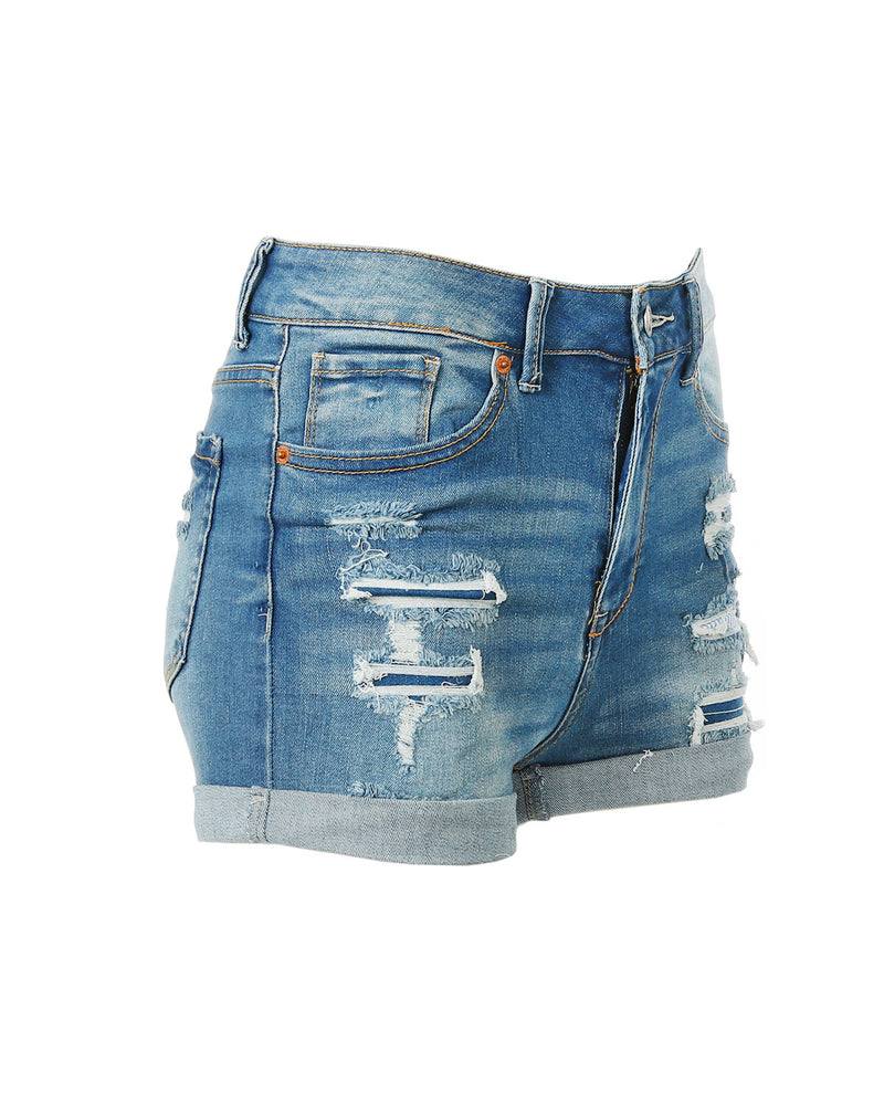 ZIMEGO Women’s Junior Fit Classic Mid Rise Distressed Denim Frayed Cute Shorts