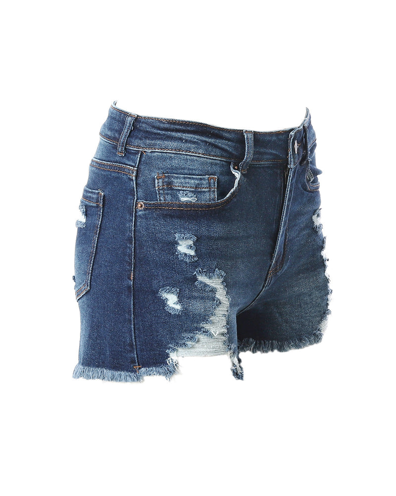 ZIMEGO Women’s Junior Fit Classic Mid Rise Distressed Denim Frayed Cute Shorts