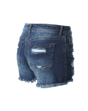 ZIMEGO Women’s Junior Fit Classic Mid Rise Distressed Denim Frayed Cute Shorts