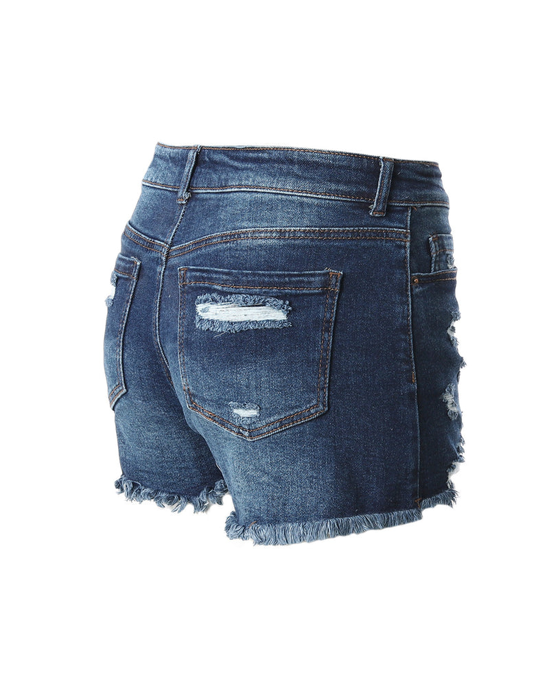 ZIMEGO Women’s Junior Fit Classic Mid Rise Distressed Denim Frayed Cute Shorts